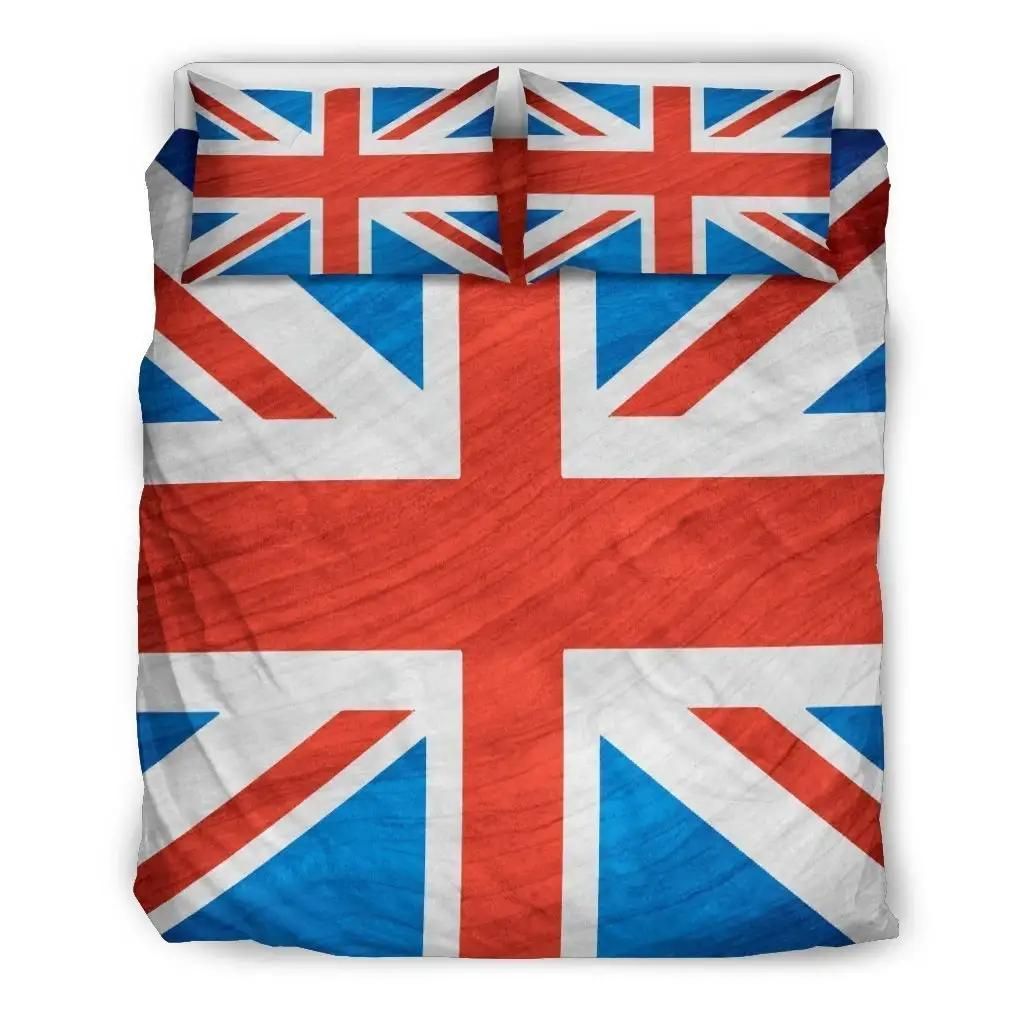 Silky Union Jack British Flag Print Duvet Cover Bedding Set