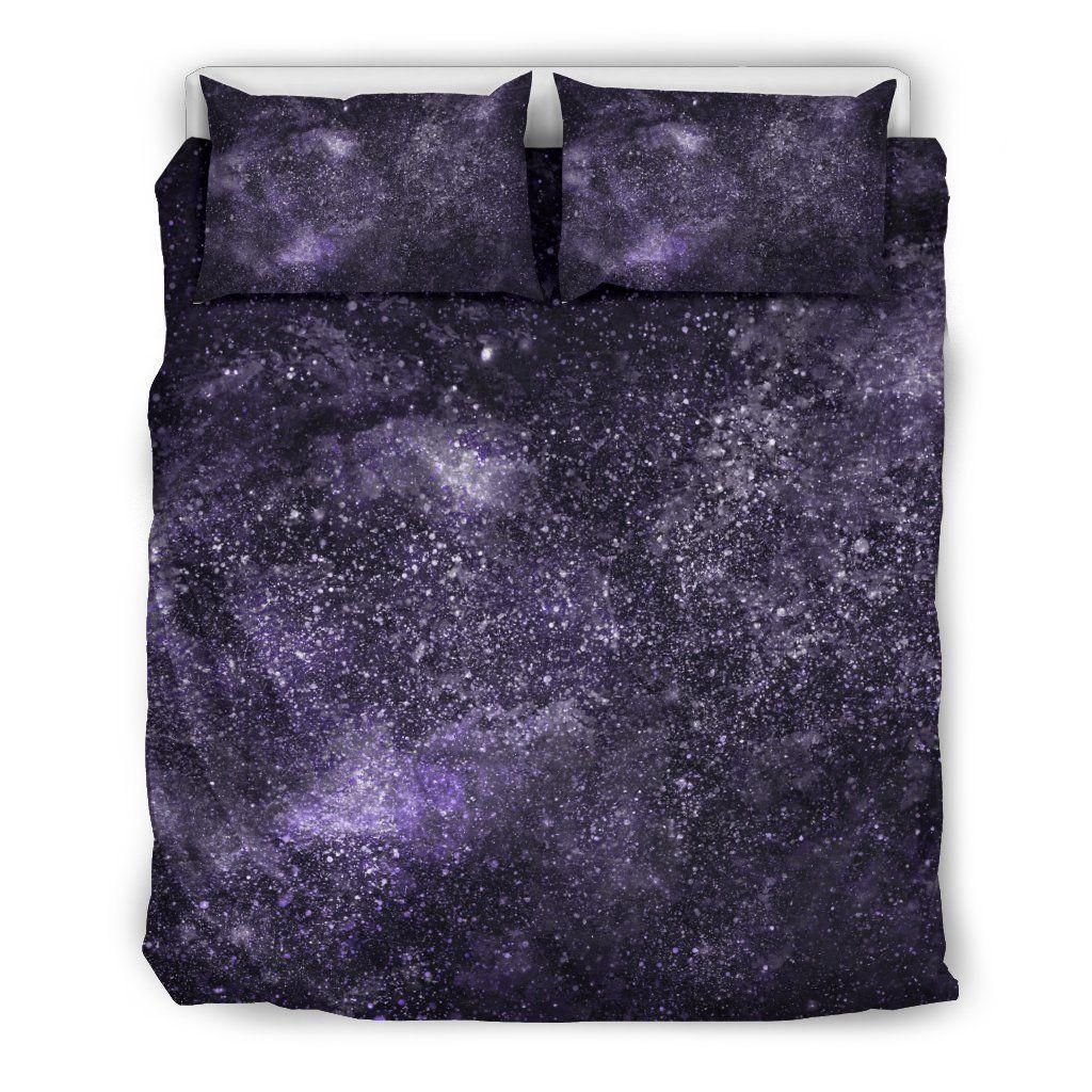 Dark Purple Cosmos Galaxy Space Print Duvet Cover Bedding Set