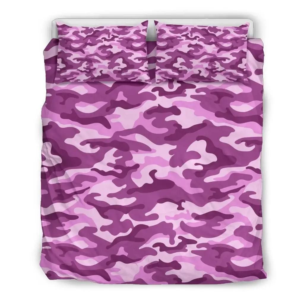 Pink Camouflage Print Duvet Cover Bedding Set