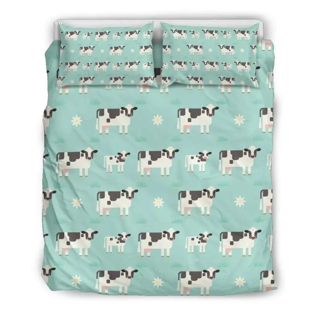 Cute Cow And Baby Cow Pattern Print Duvet Cover Bedding Set