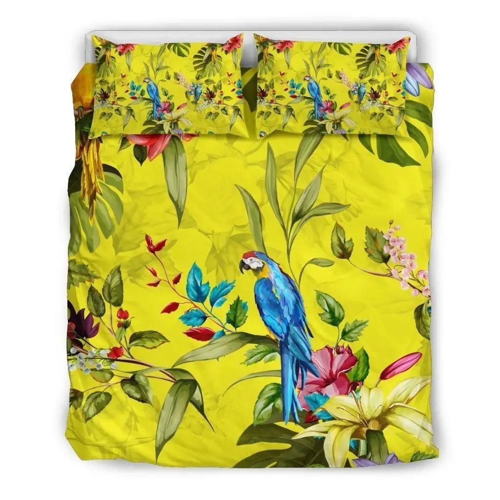 Parrot Tropical Pattern Print Duvet Cover Bedding Set