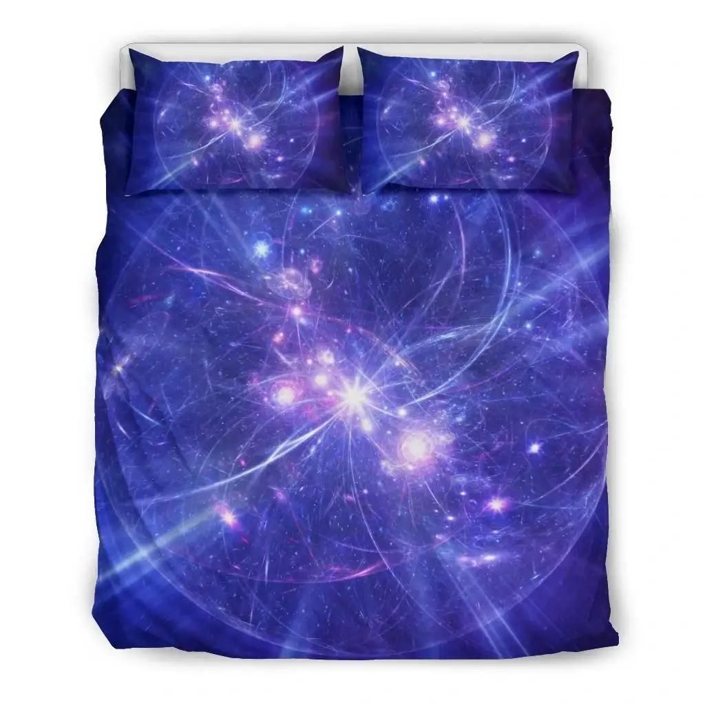 Purple Light Circle Galaxy Space Print Duvet Cover Bedding Set