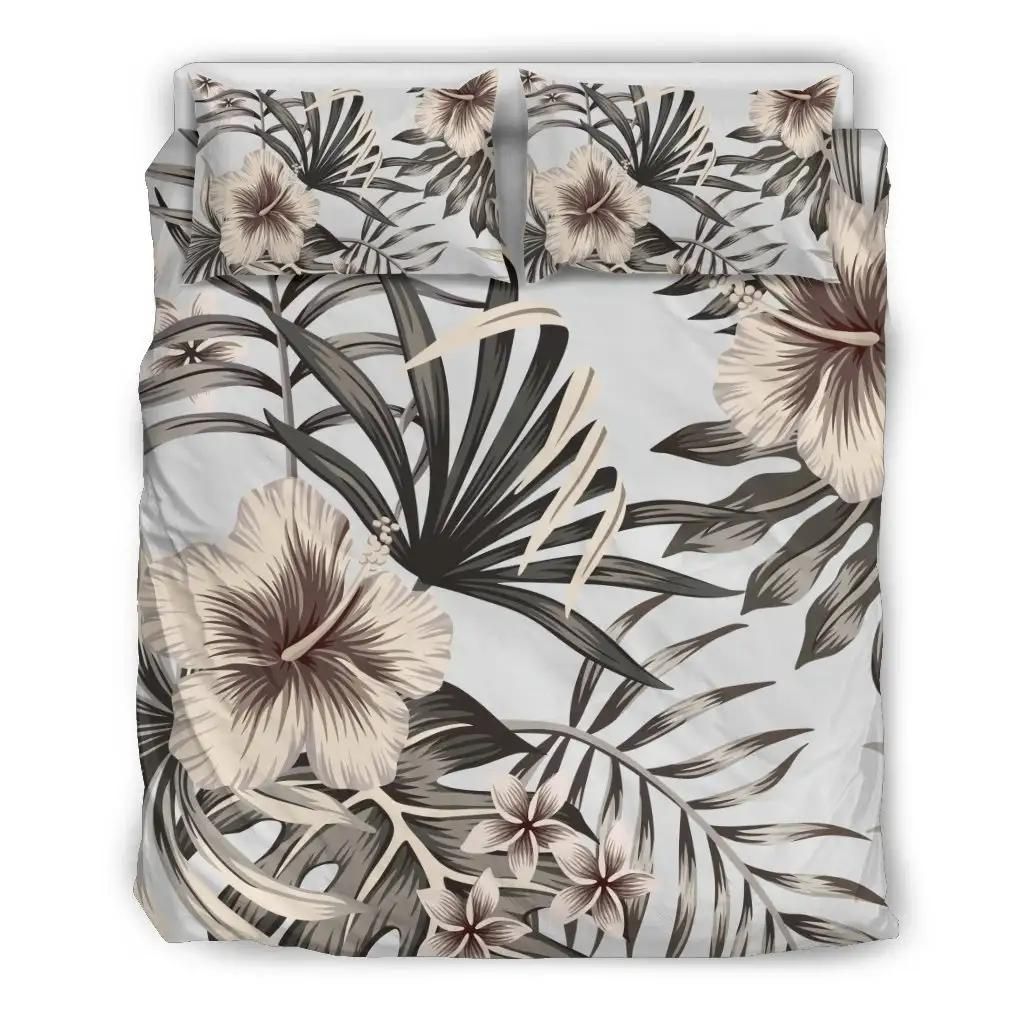 Vintage Hibiscus Plumeria Pattern Print Duvet Cover Bedding Set