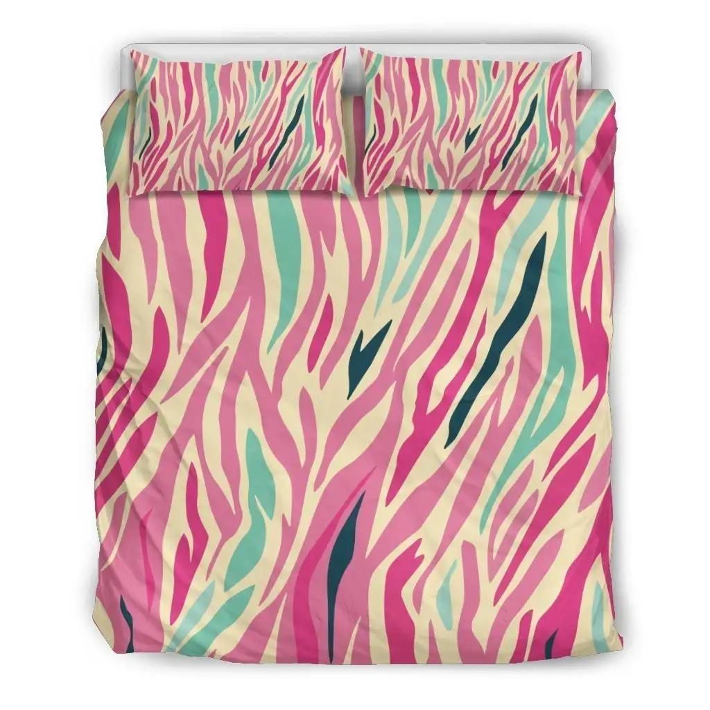 Pastel Zebra Pattern Print Duvet Cover Bedding Set