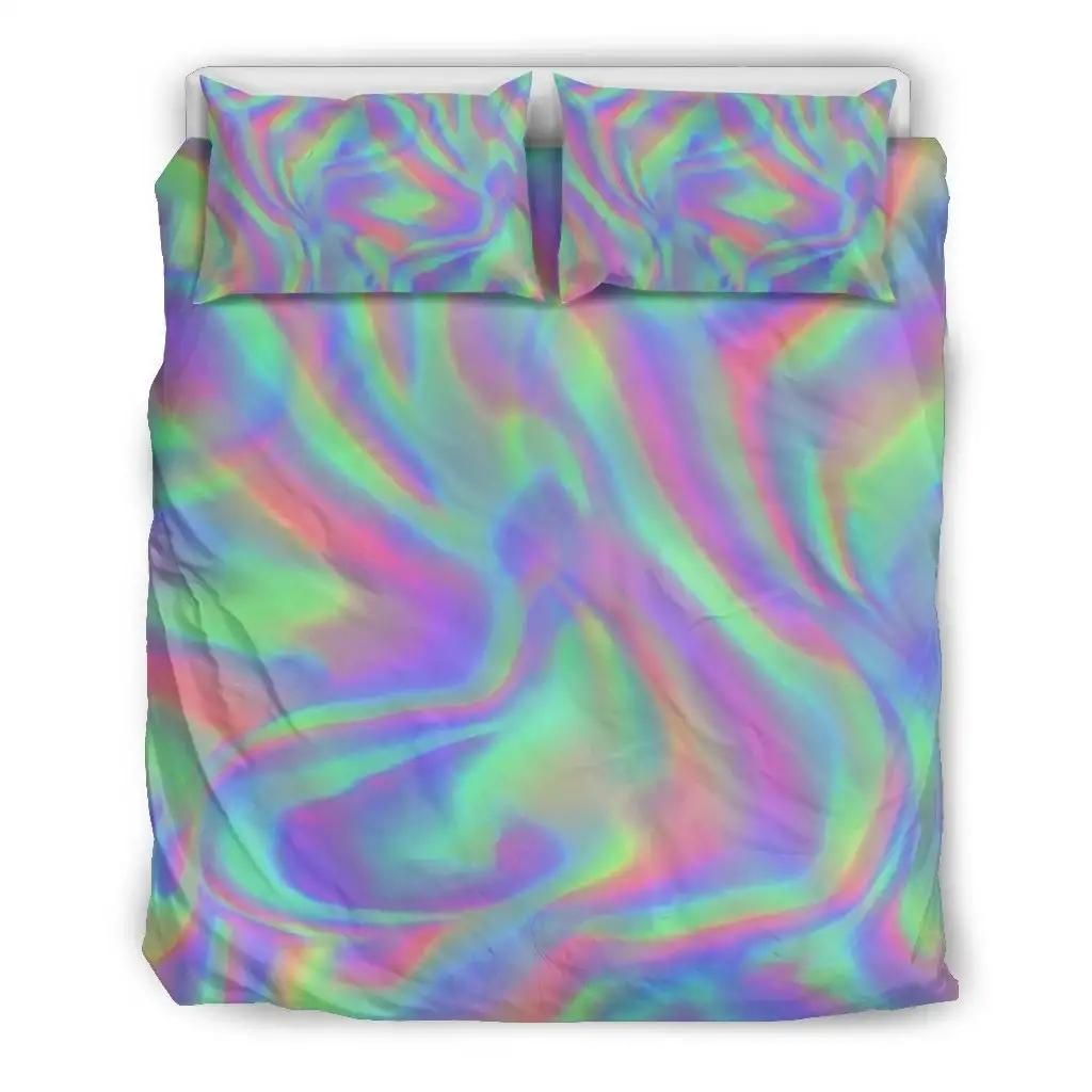 Psychedelic Holographic Trippy Print Duvet Cover Bedding Set