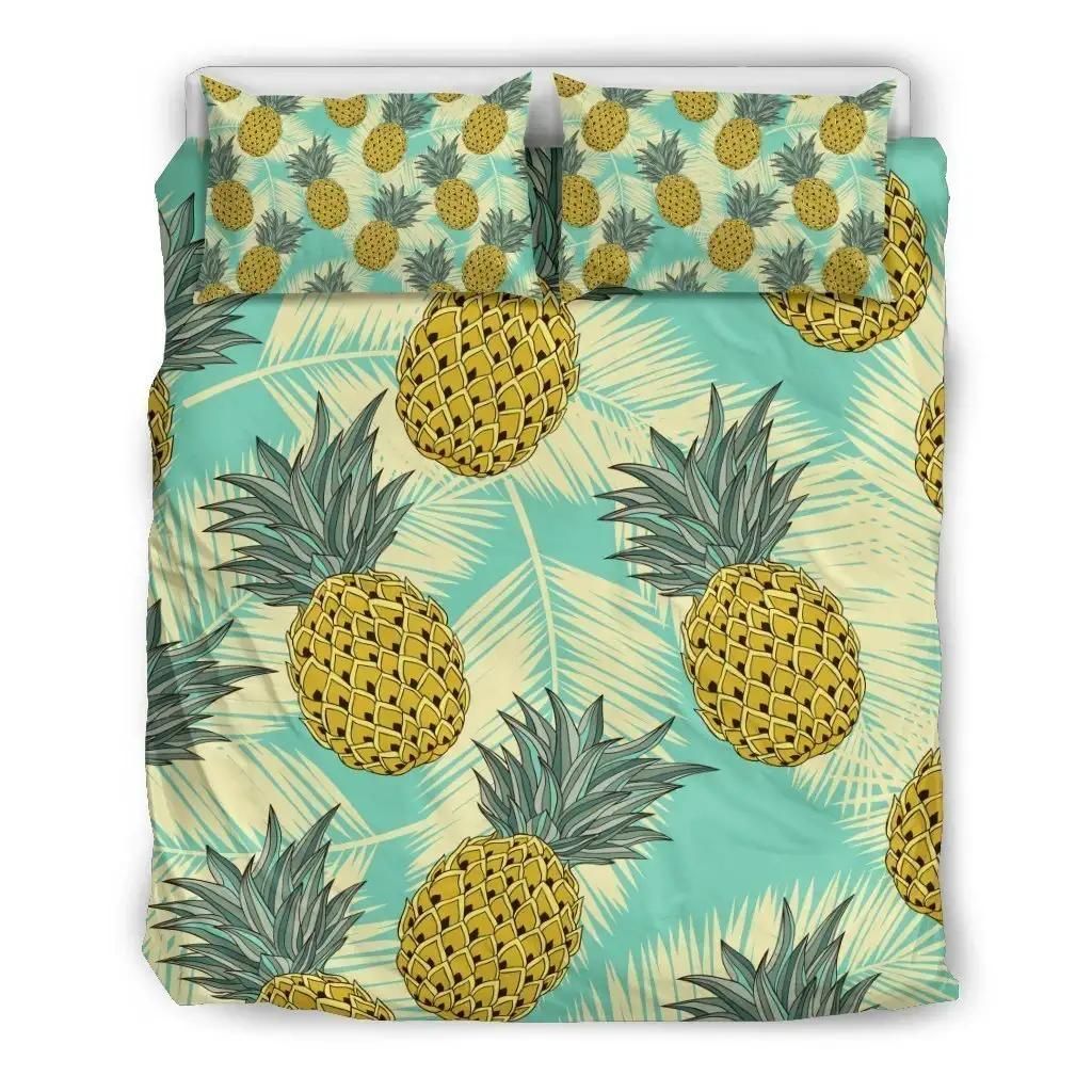 Tropical Vintage Pineapple Pattern Print Duvet Cover Bedding Set