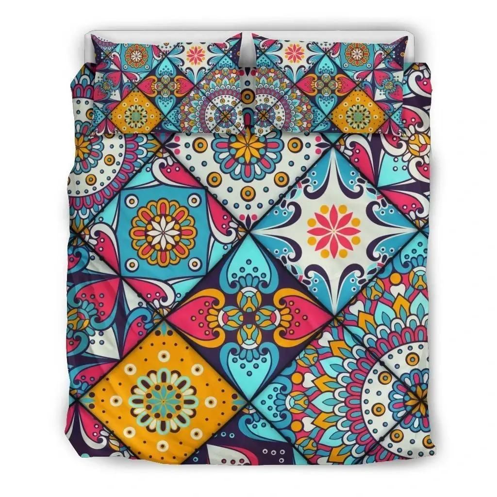 Bohemian Indian Mandala Patchwork Print Duvet Cover Bedding Set