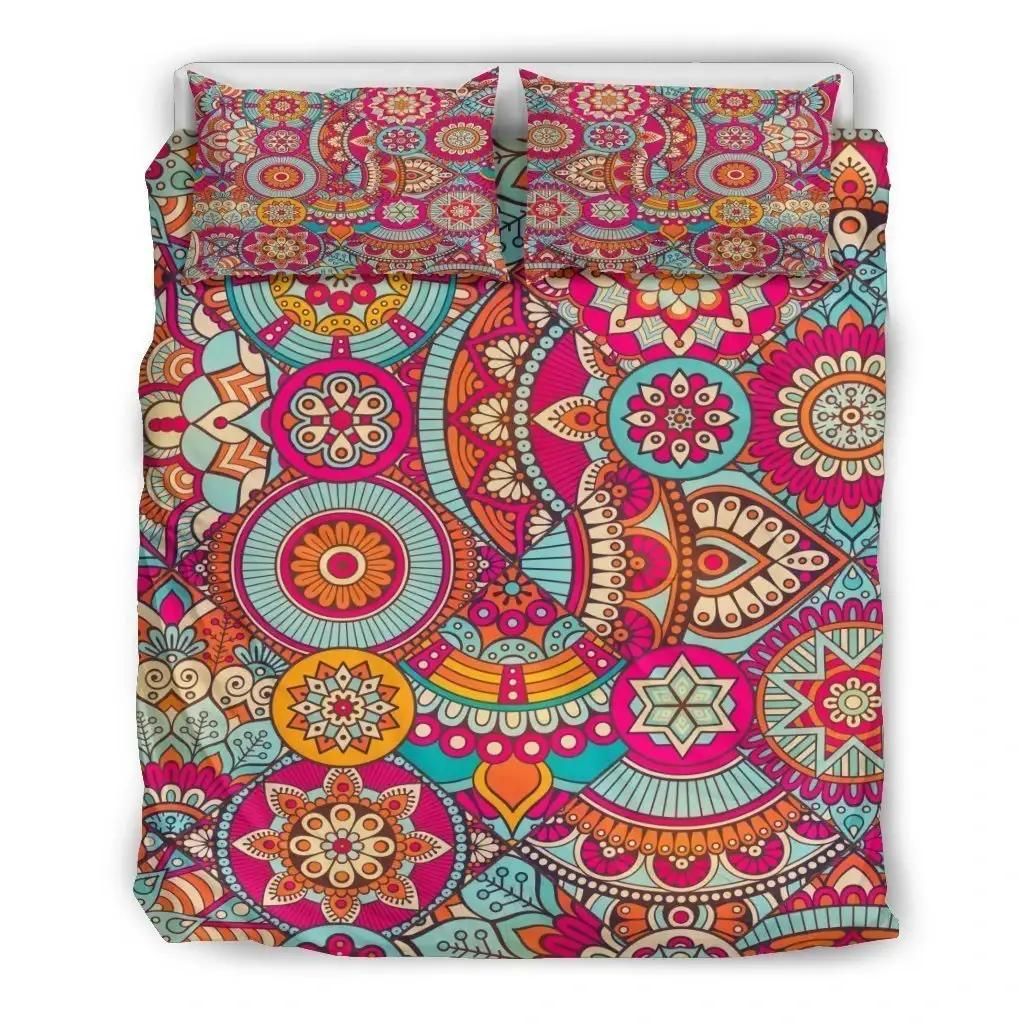 Retro Bohemian Mandala Pattern Print Duvet Cover Bedding Set