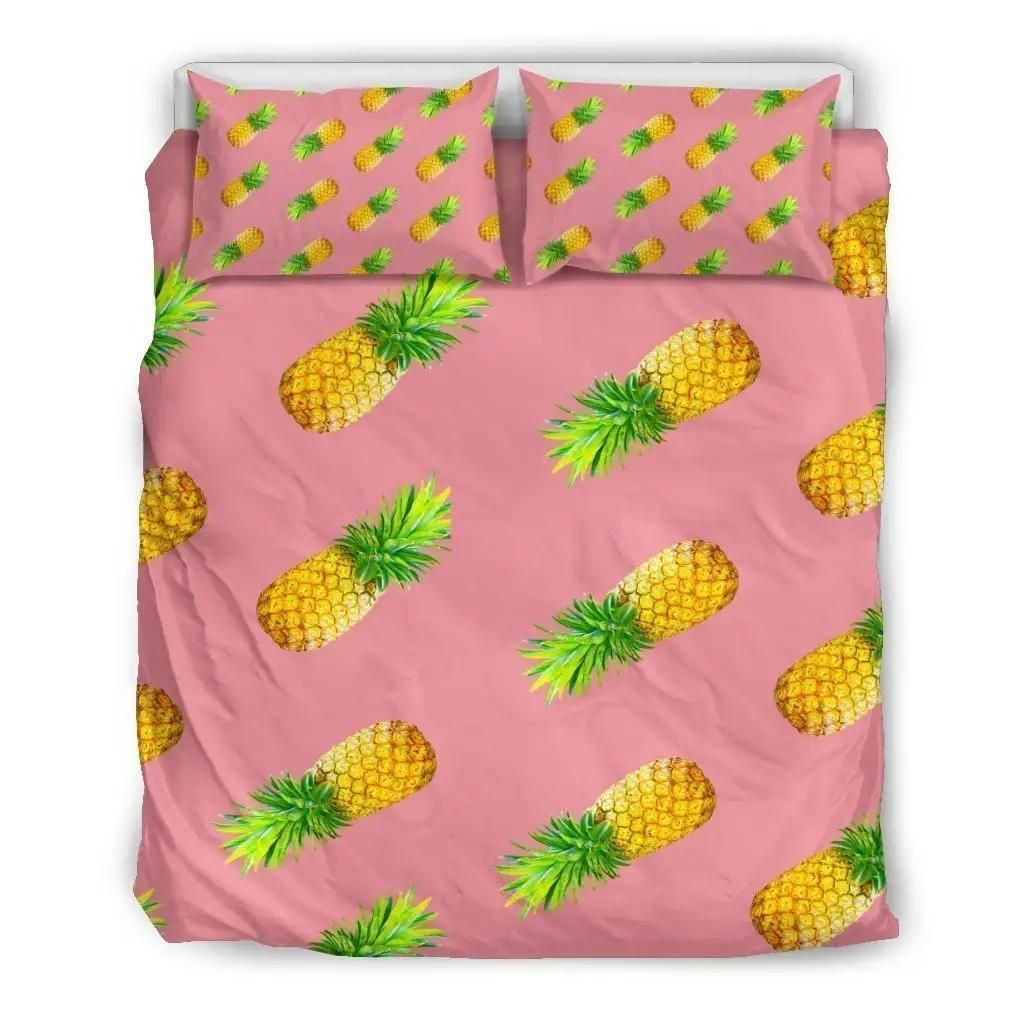 Pink Pineapple Pattern Print Duvet Cover Bedding Set