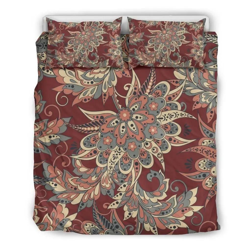 Brick Floral Bohemian Pattern Print Duvet Cover Bedding Set