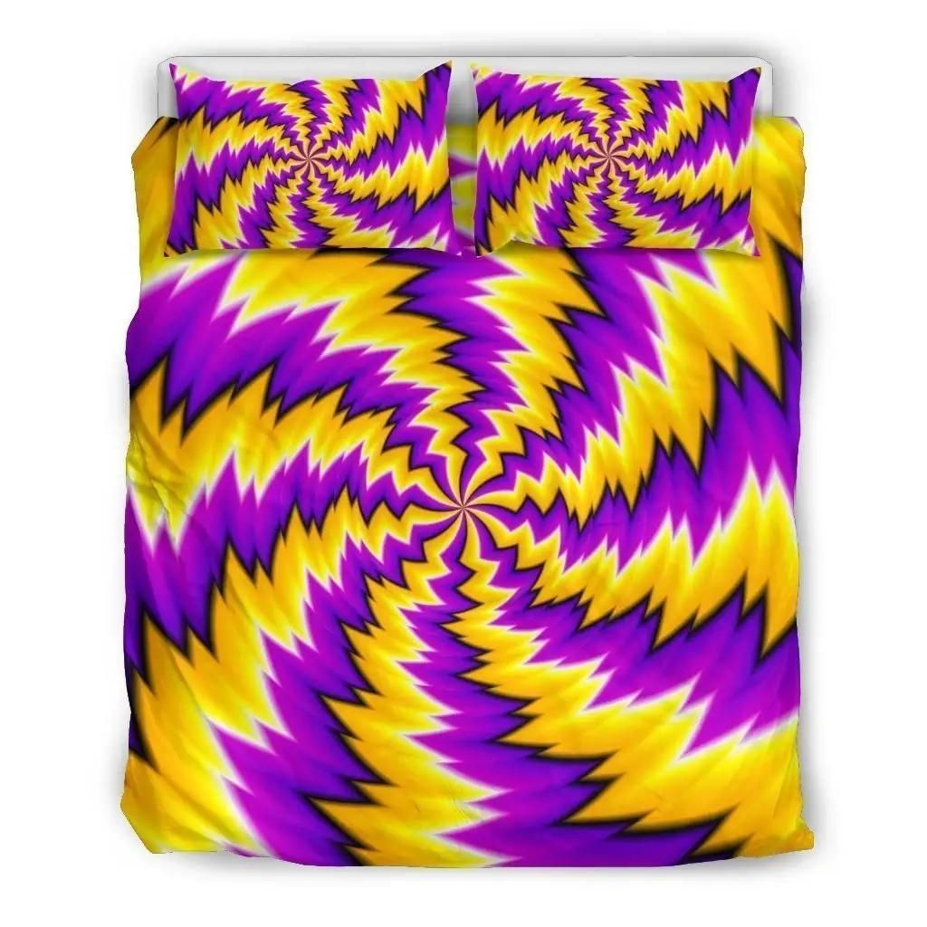 Yellow Vortex Moving Optical Illusion Duvet Cover Bedding Set