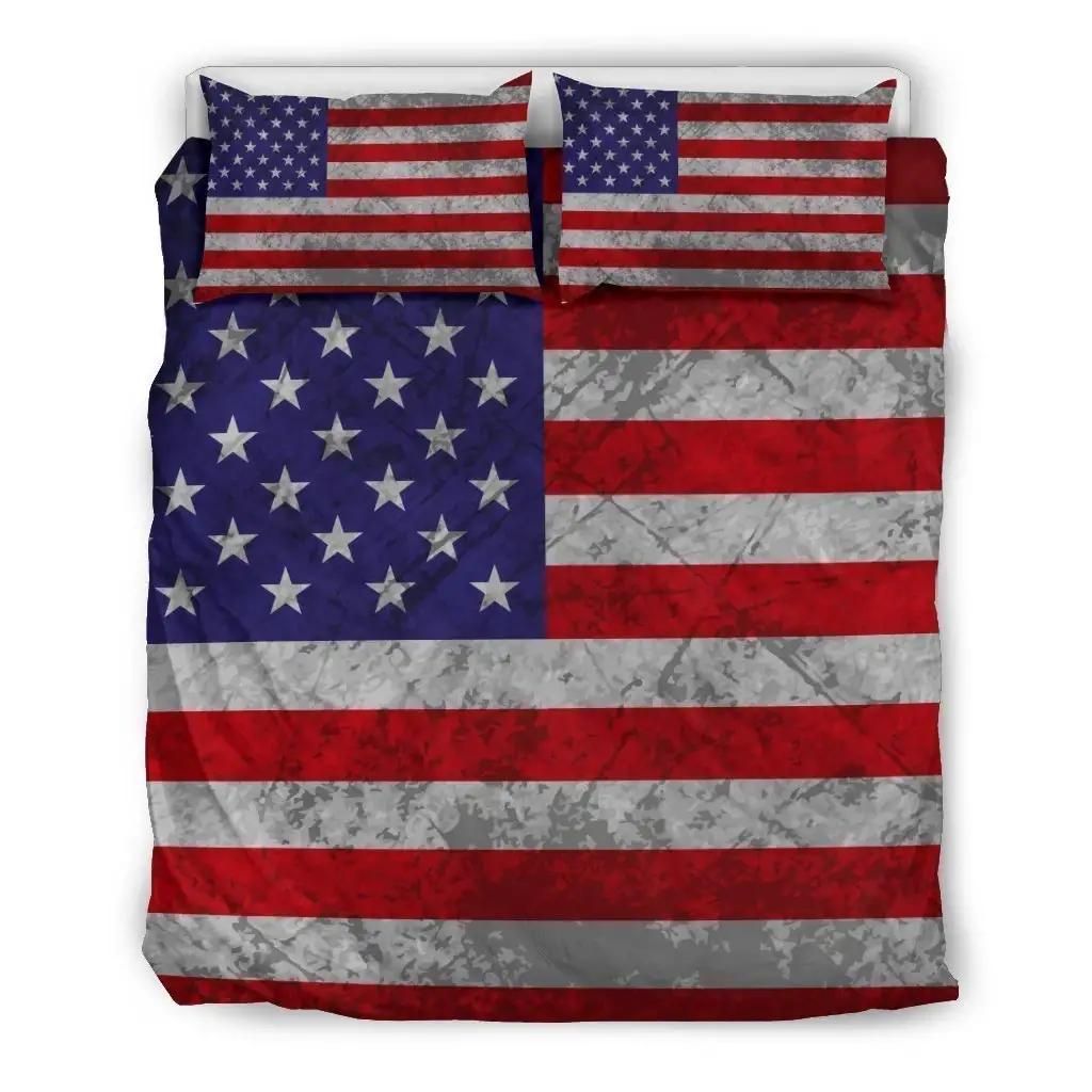 Grunge American Flag Patriotic Duvet Cover Bedding Set