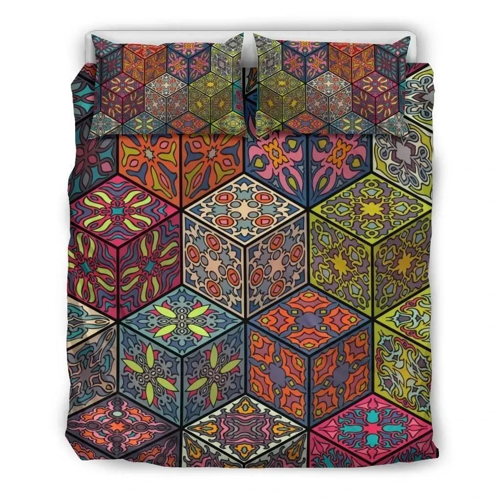Bohemian Indian Box Pattern Print Duvet Cover Bedding Set