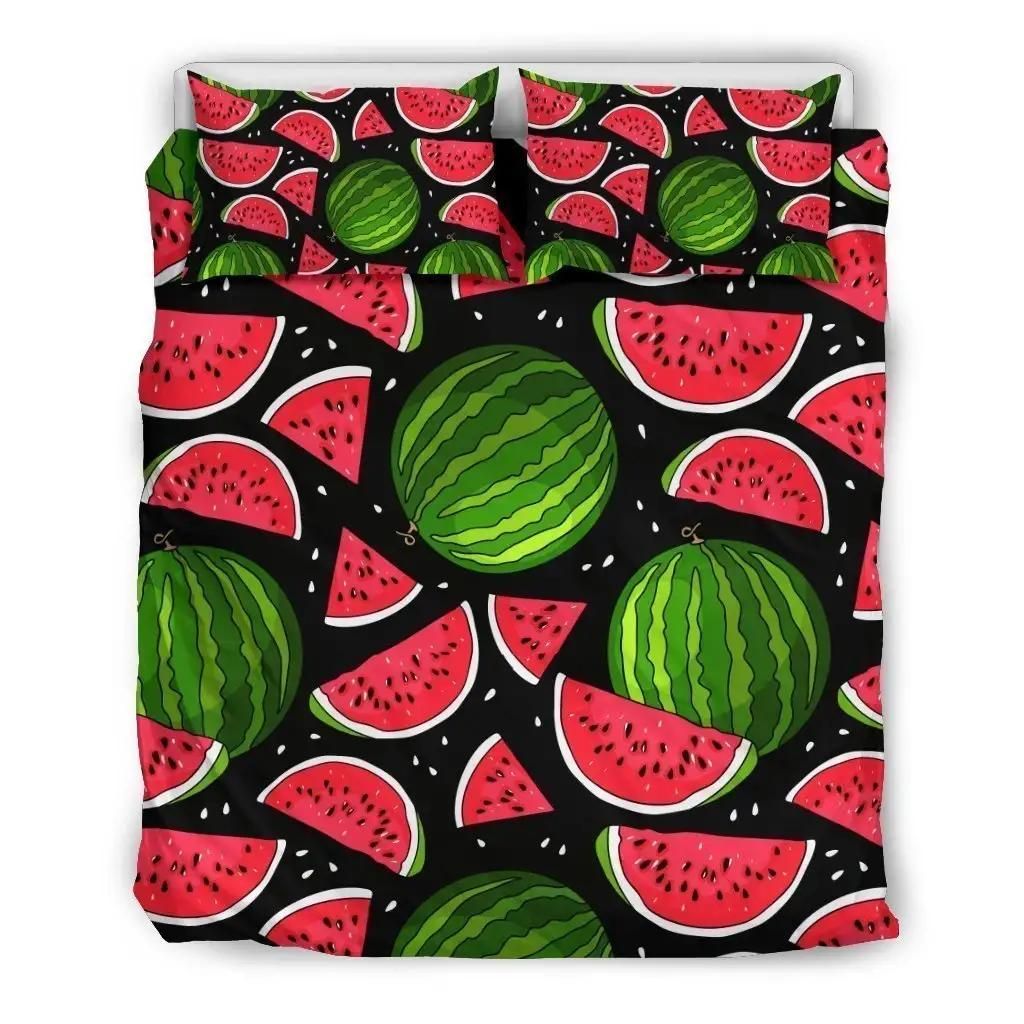 Black Watermelon Pieces Pattern Print Duvet Cover Bedding Set