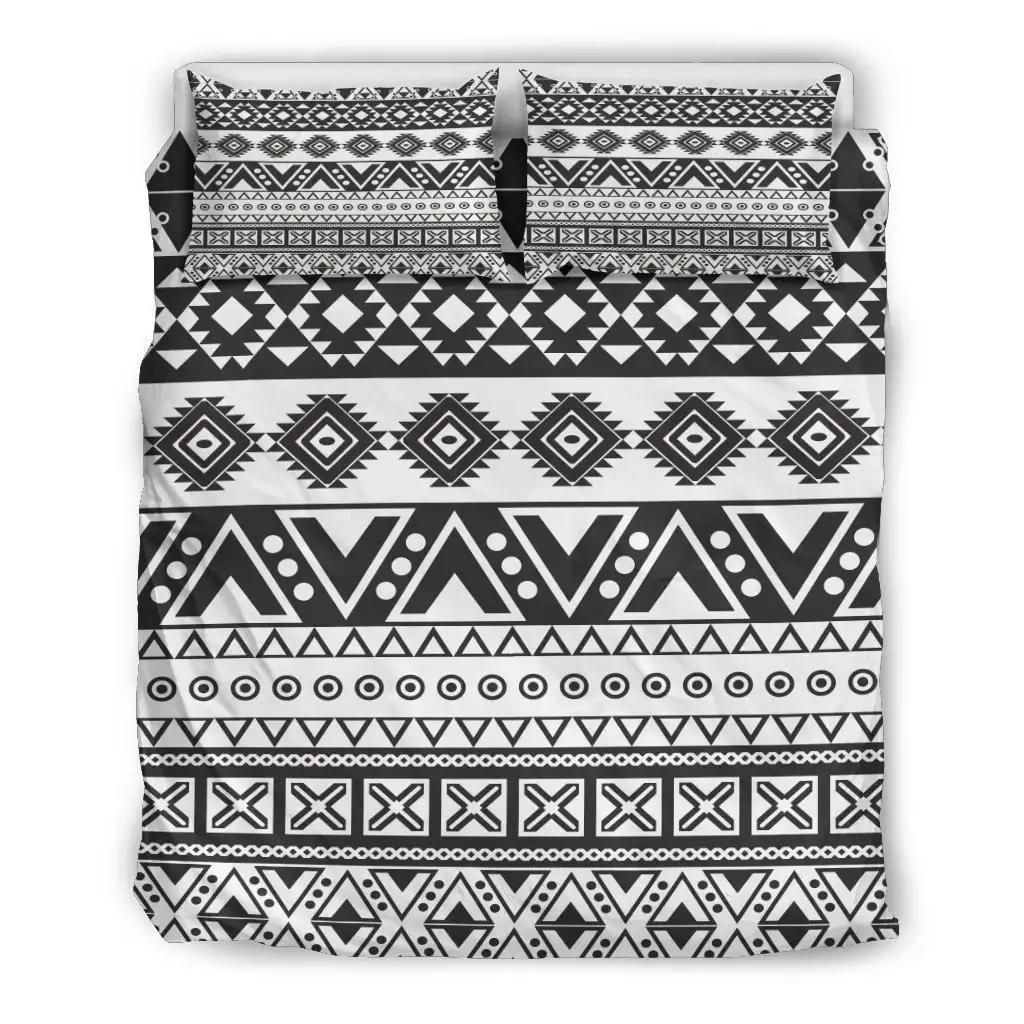 Dark Grey Aztec Pattern Print Duvet Cover Bedding Set