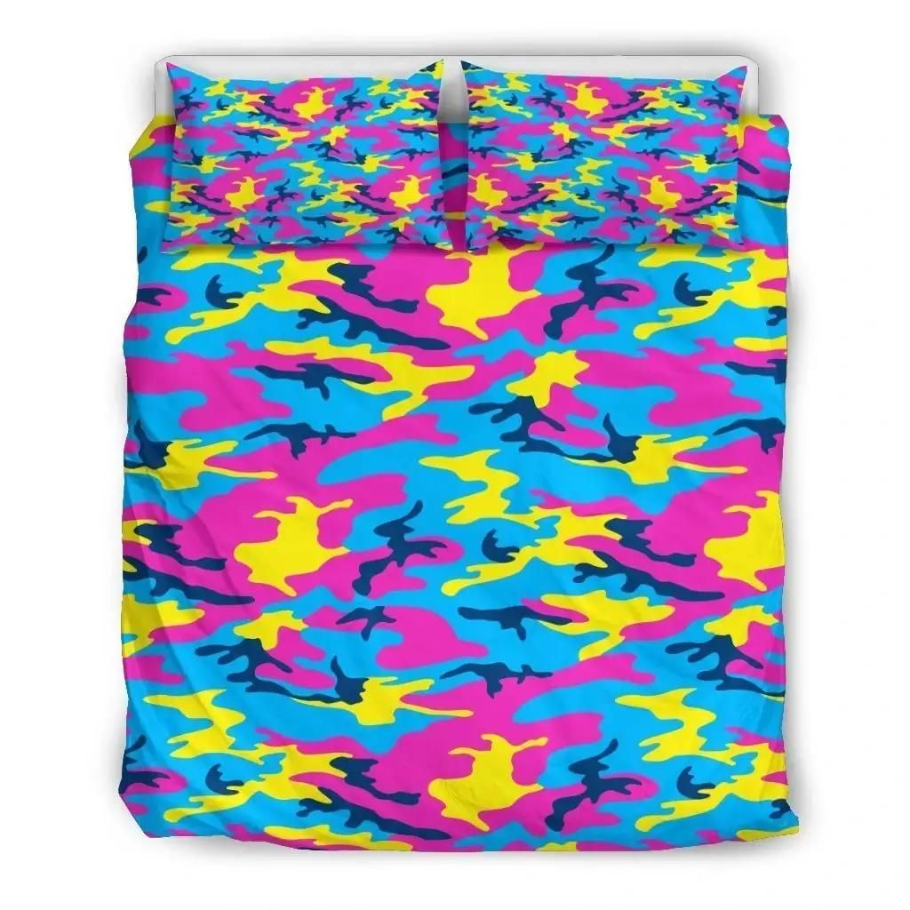 Neon Camouflage Print Duvet Cover Bedding Set