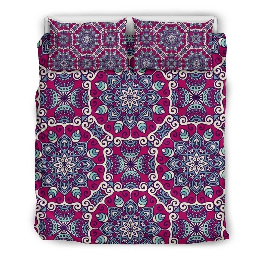 Magenta Mandala Bohemian Pattern Print Duvet Cover Bedding Set