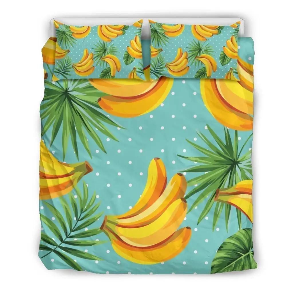 Banana Palm Leaf Pattern Print Duvet Cover Bedding Set