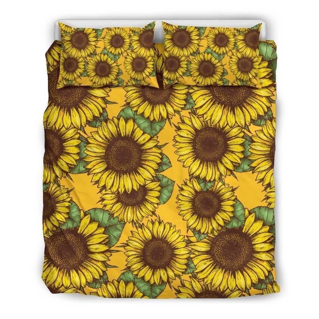 Classic Vintage Sunflower Pattern Print Duvet Cover Bedding Set