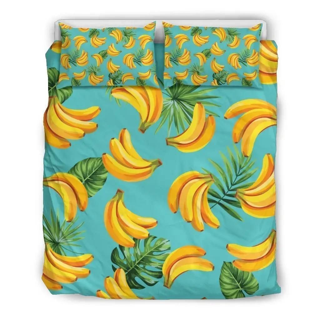 Tropical Banana Leaf Pattern Print Duvet Cover Bedding Set