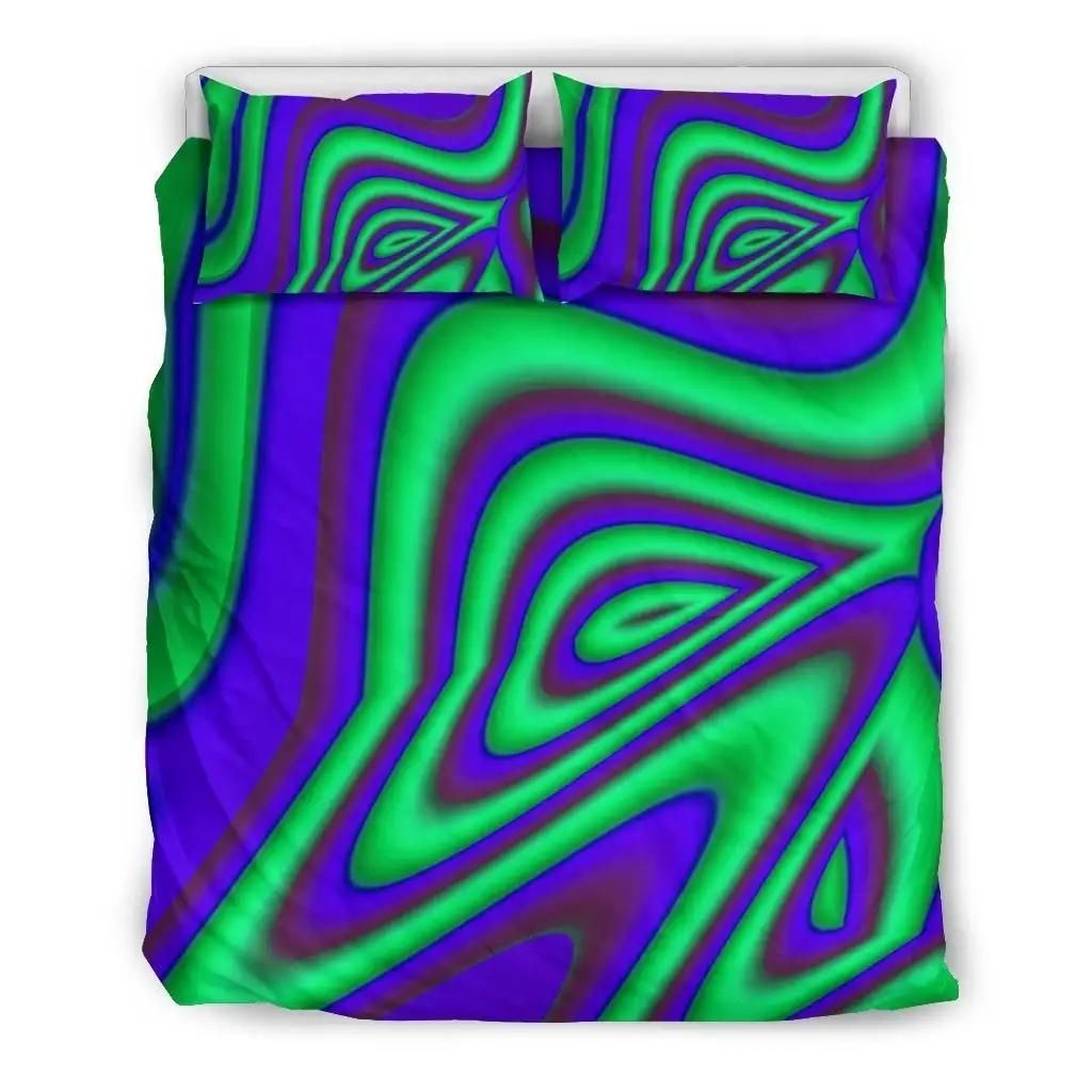 Purple Green Psychedelic Trippy Print Duvet Cover Bedding Set