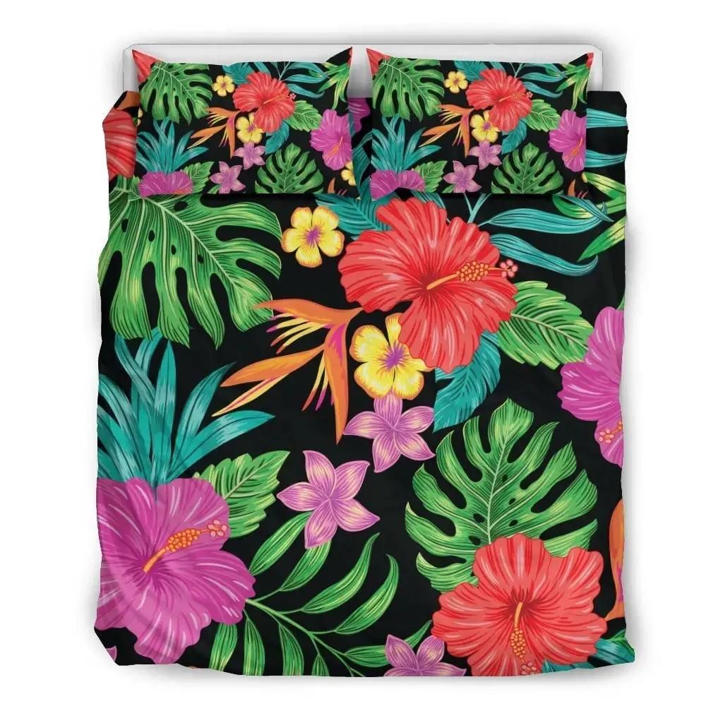 Colorful Hibiscus Flowers Pattern Print Duvet Cover Bedding Set