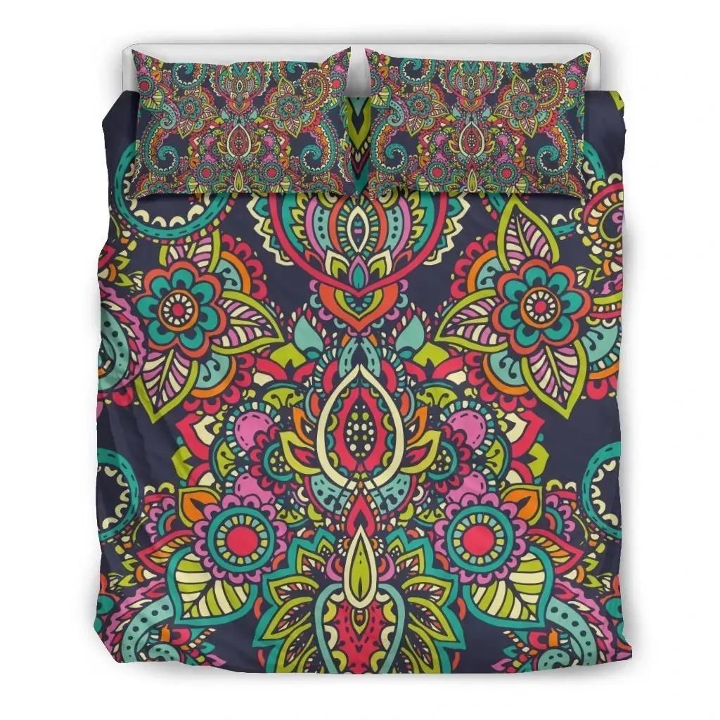 Colorful Floral Mandala Print Duvet Cover Bedding Set