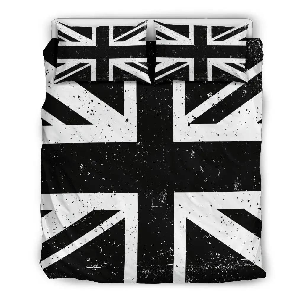Black Union Jack British Flag Print Duvet Cover Bedding Set