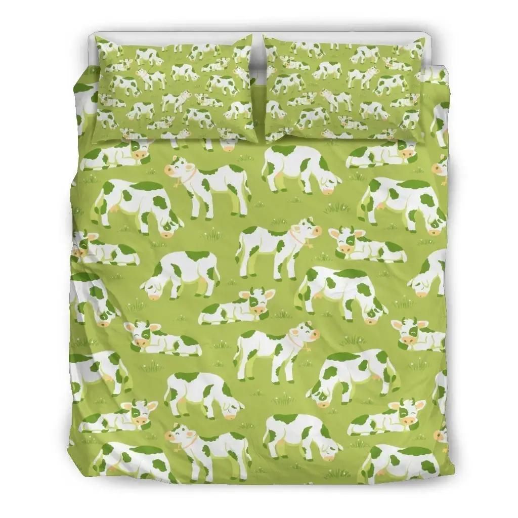 Cute Smiley Cow Pattern Print Duvet Cover Bedding Set