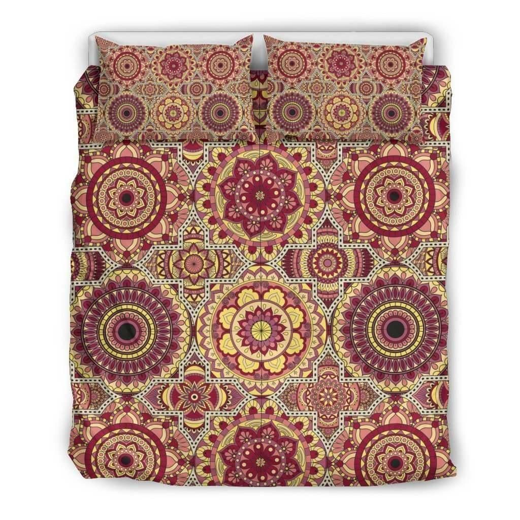 Sangria Mandala Bohemian Pattern Print Duvet Cover Bedding Set