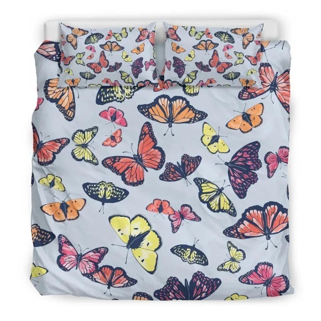 Spring Butterfly Pattern Print Duvet Cover Bedding Set