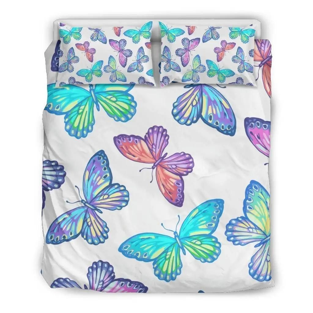 Colorful Butterfly Pattern Print Duvet Cover Bedding Set