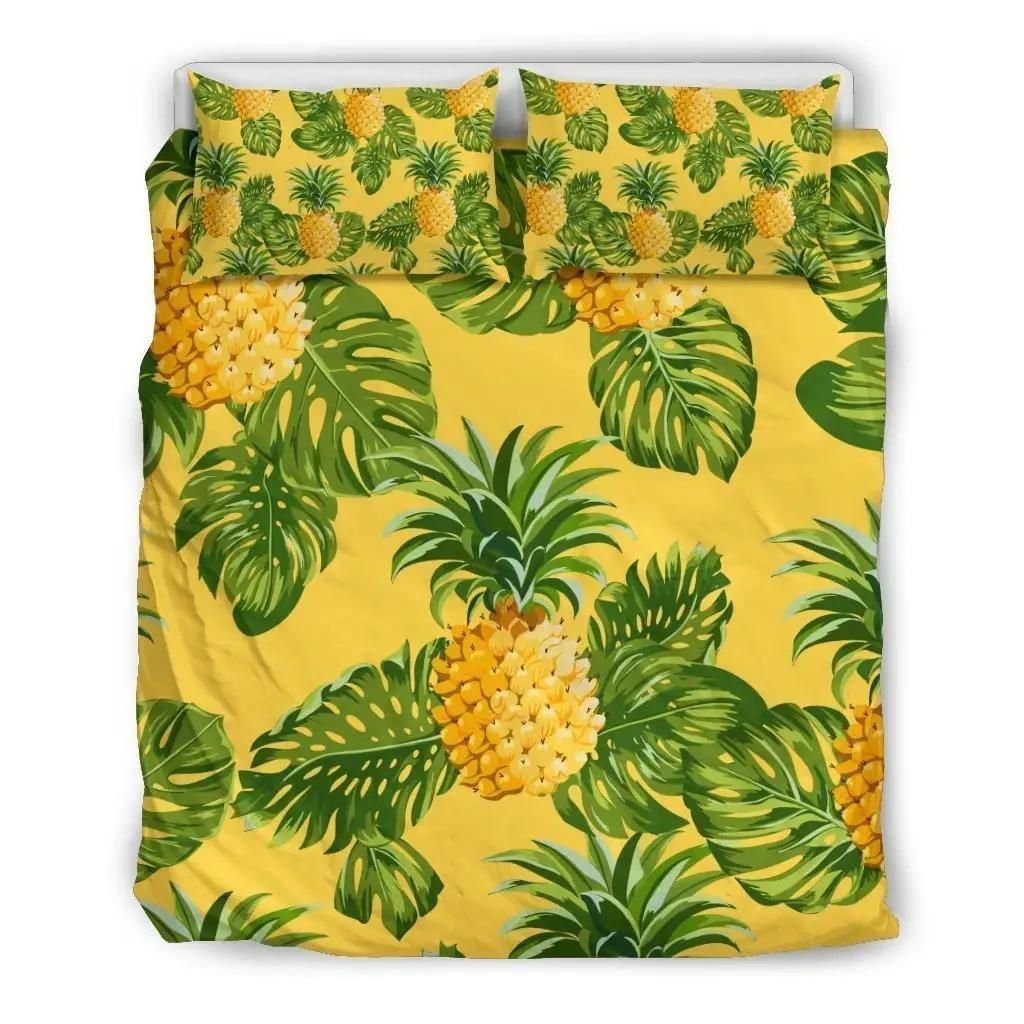 Yellow Tropical Pineapple Pattern Print Duvet Cover Bedding Set
