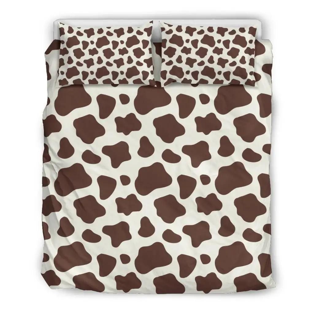 Brown And White Cow Print Duvet Cover Bedding Set