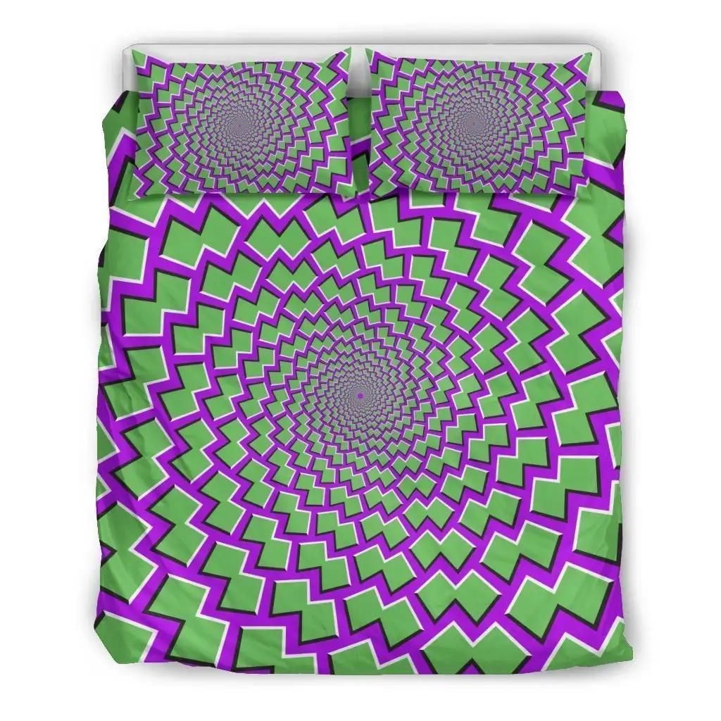 Green Shapes Moving Optical Illusion Duvet Cover Bedding Set