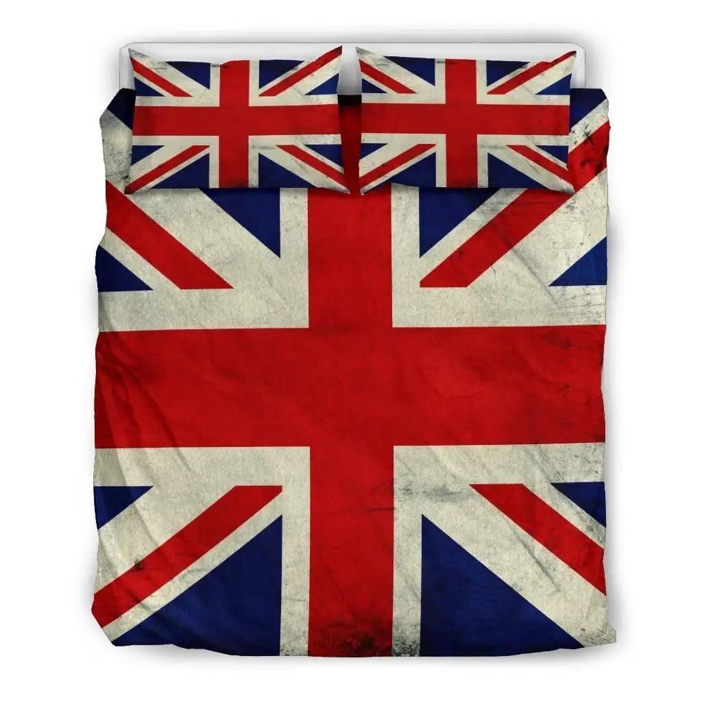 Grunge Union Jack British Flag Print Duvet Cover Bedding Set