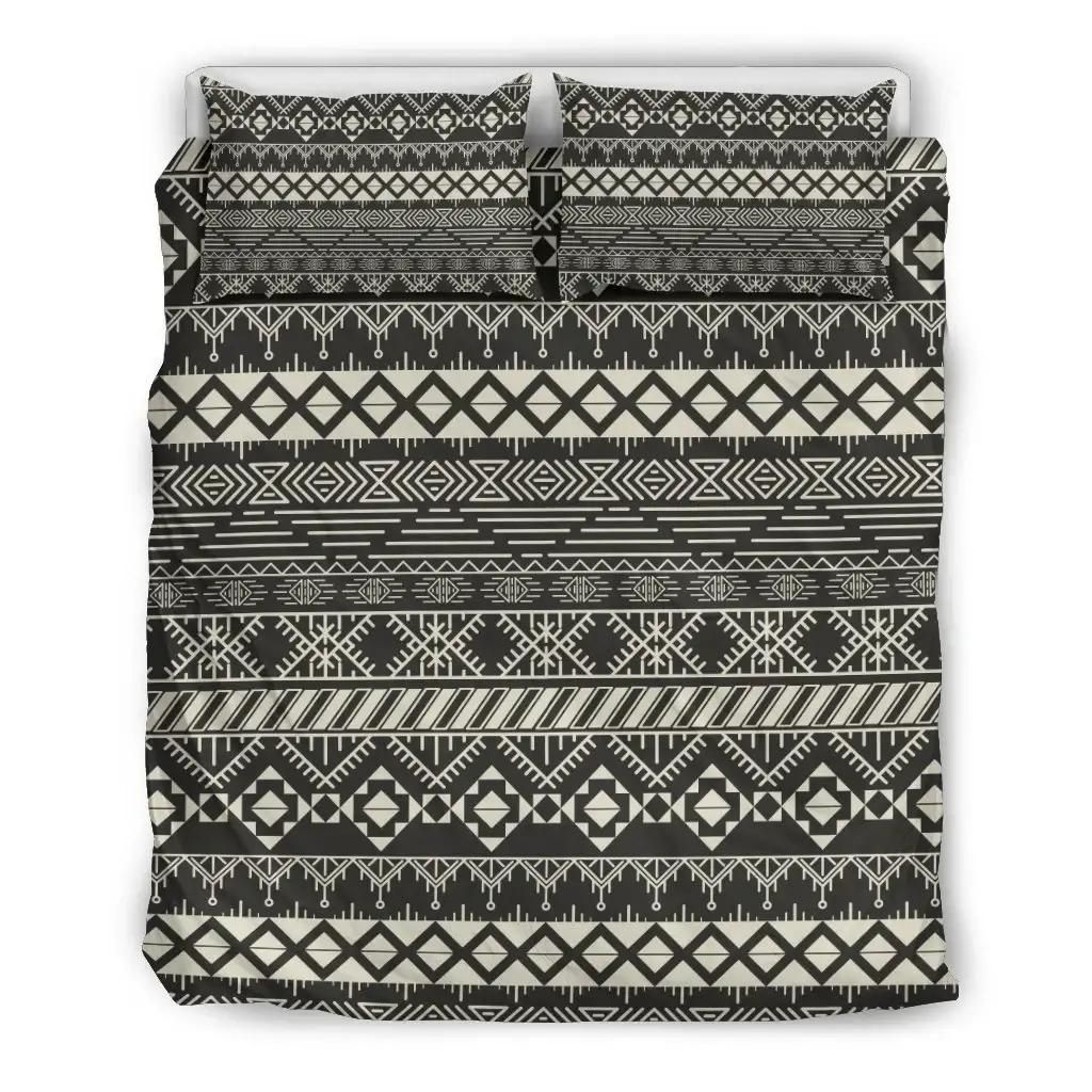 Black And Beige Aztec Pattern Print Duvet Cover Bedding Set