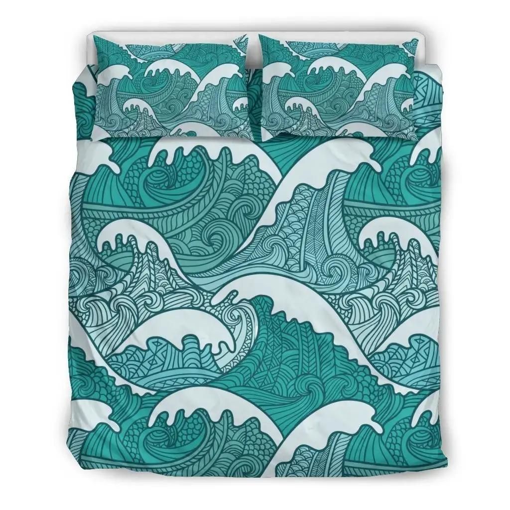 Surfing Wave Pattern Print Duvet Cover Bedding Set