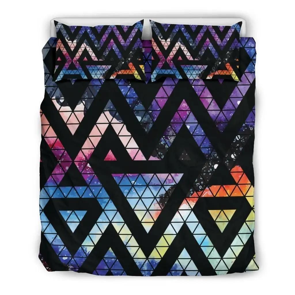 Black Triangle Galaxy Space Print Duvet Cover Bedding Set