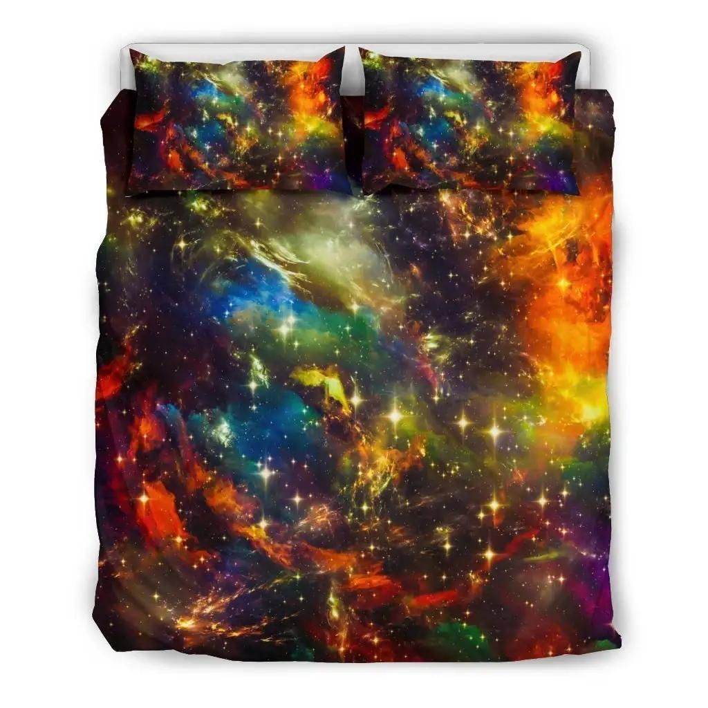 Colorful Universe Galaxy Space Print Duvet Cover Bedding Set