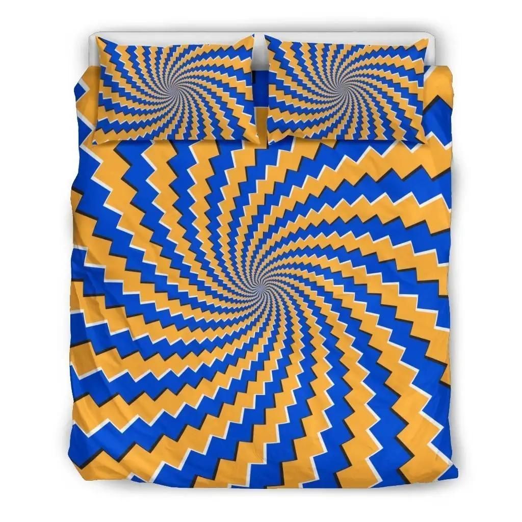 Yellow Spiral Moving Optical Illusion Duvet Cover Bedding Set