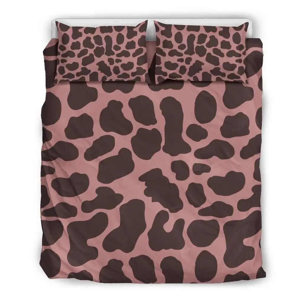 Red Brown Cow Print Duvet Cover Bedding Set