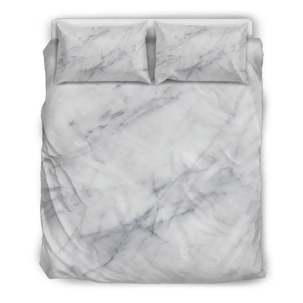 Smoke Grey Marble Print Duvet Cover Bedding Set