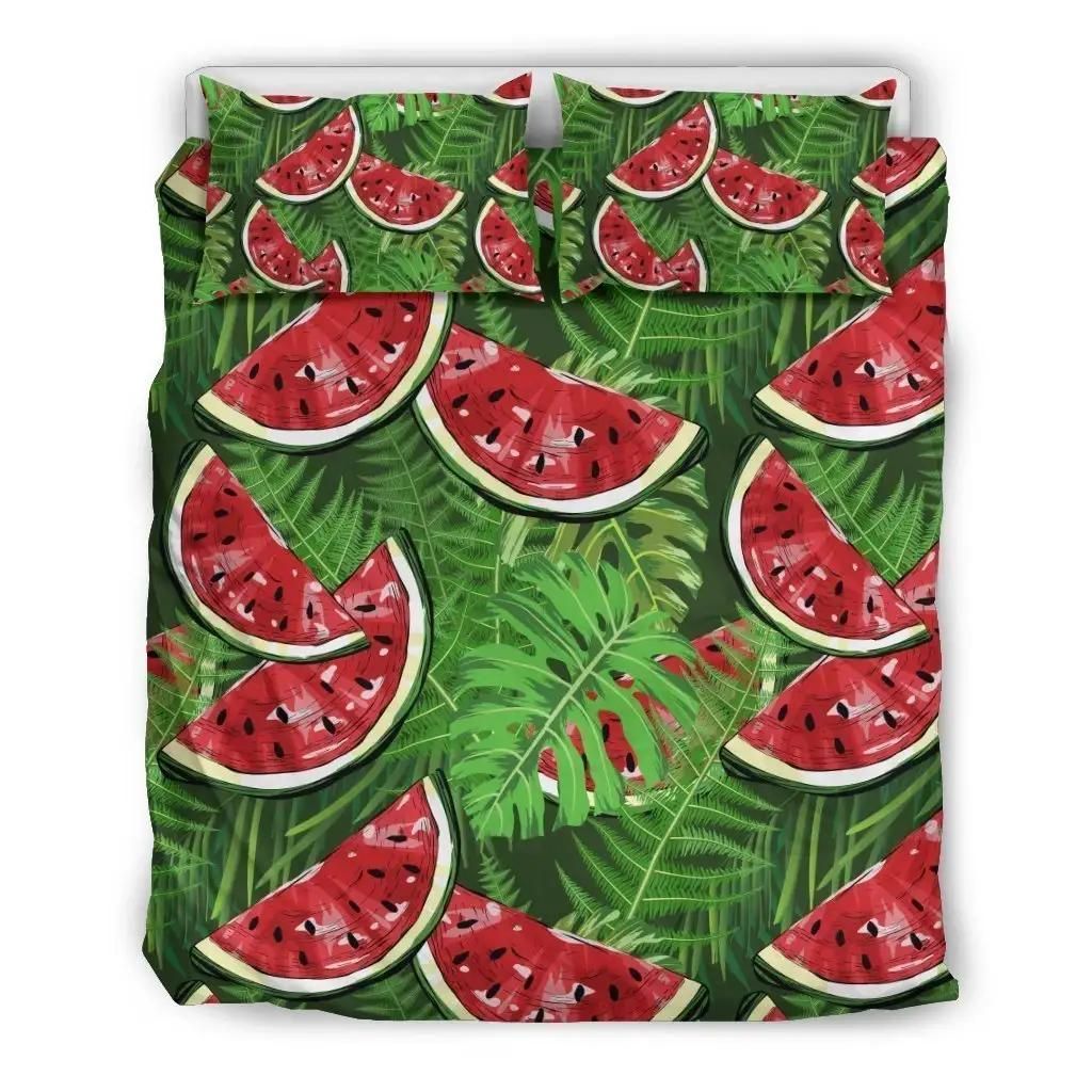 Tropical Leaf Watermelon Pattern Print Duvet Cover Bedding Set