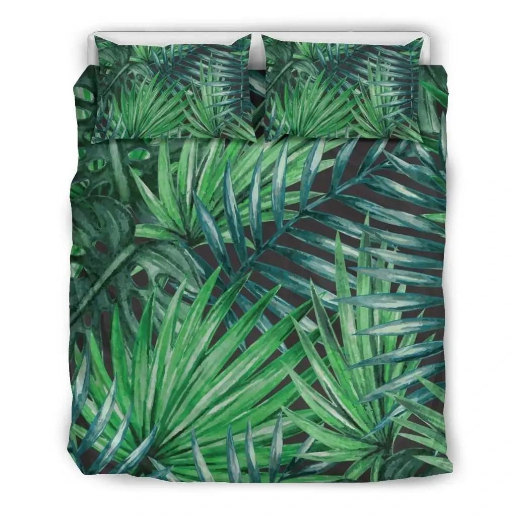 Watercolor Tropical Leaves Pattern Print Duvet Cover Bedding Set