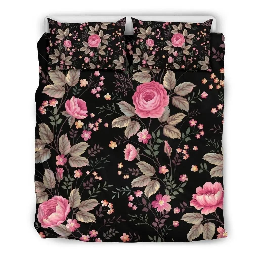 Pink Floral Flower Pattern Print Duvet Cover Bedding Set