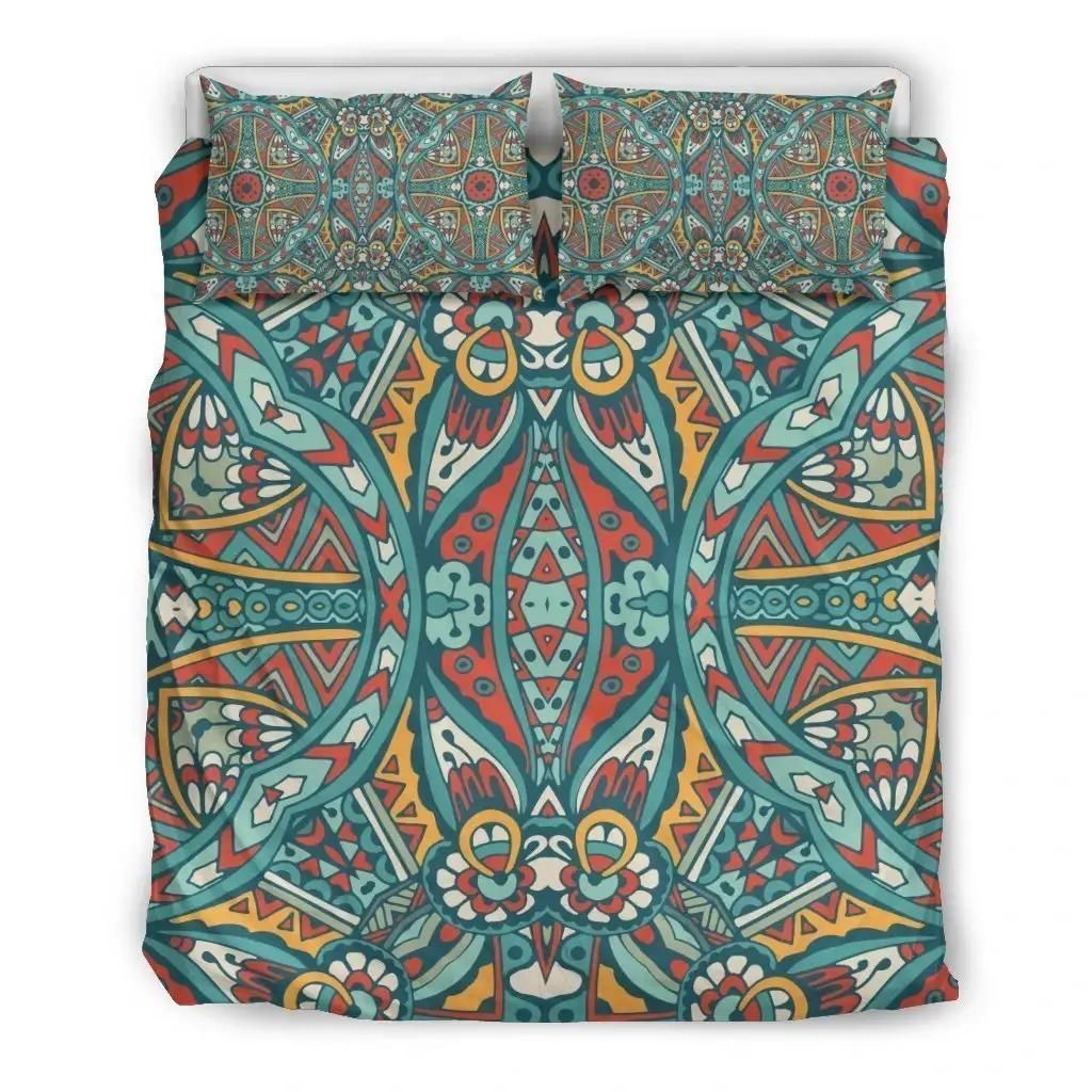 Teal Mandala Bohemian Pattern Print Duvet Cover Bedding Set