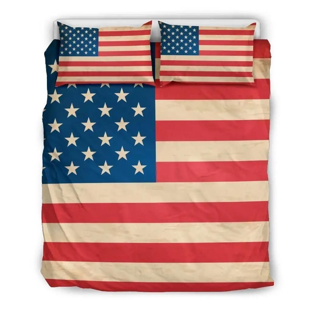 Retro American Flag Patriotic Duvet Cover Bedding Set