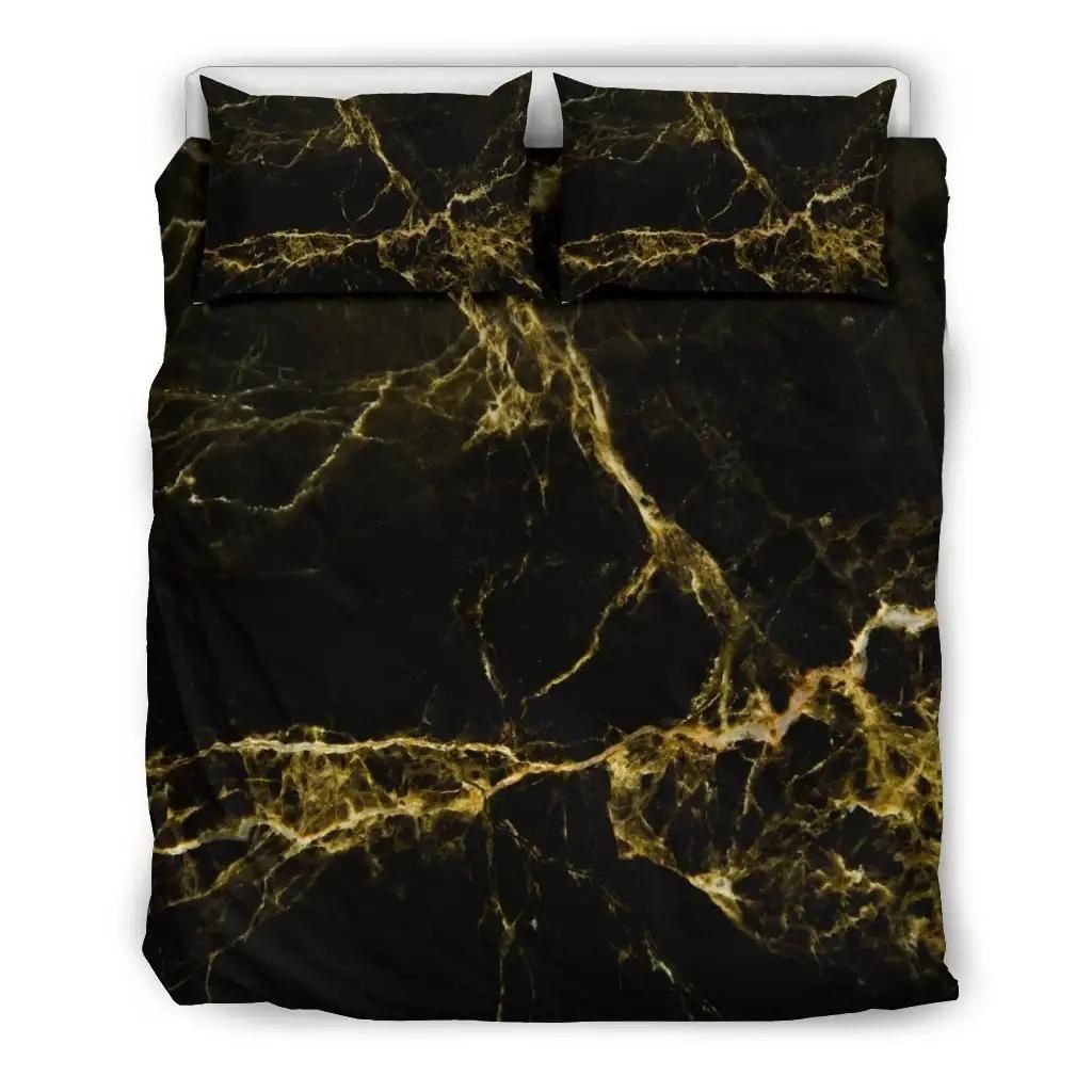 Black Gold Marble Print Duvet Cover Bedding Set