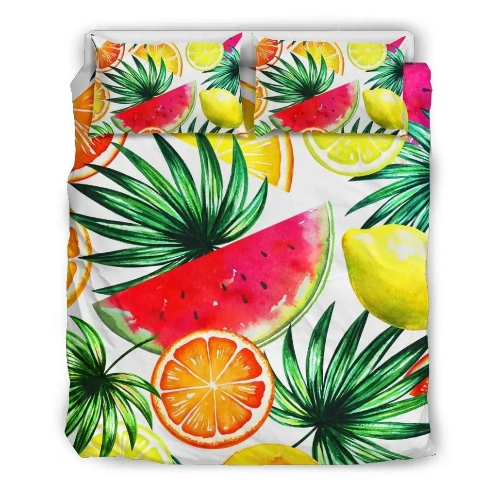 Tropical Fruit Leaf Pattern Print Duvet Cover Bedding Set